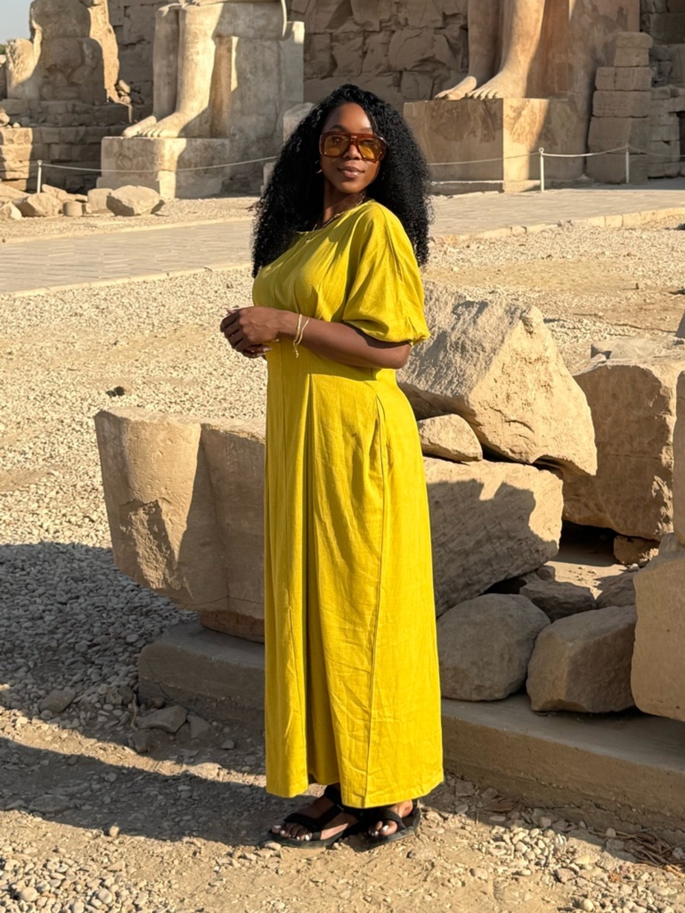 Balloon Sleeve Midi Dress
